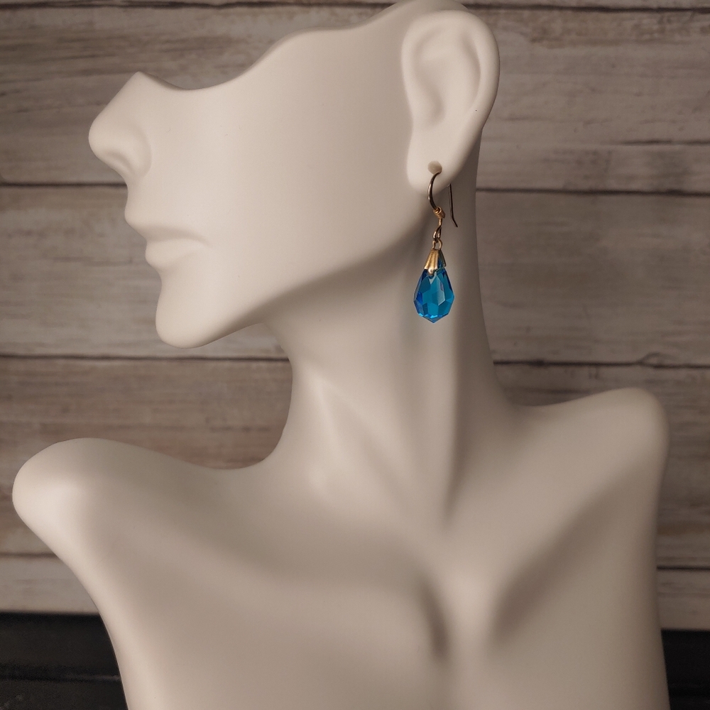 Peacock Blue Teardrop Dangle Earrings